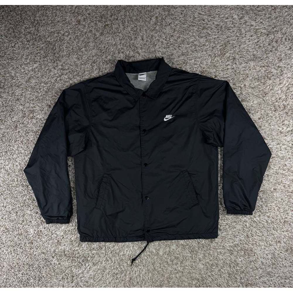 Nike Club Coaches Jacket Black Snap Front Futura FN3316-010 Men's Size Small